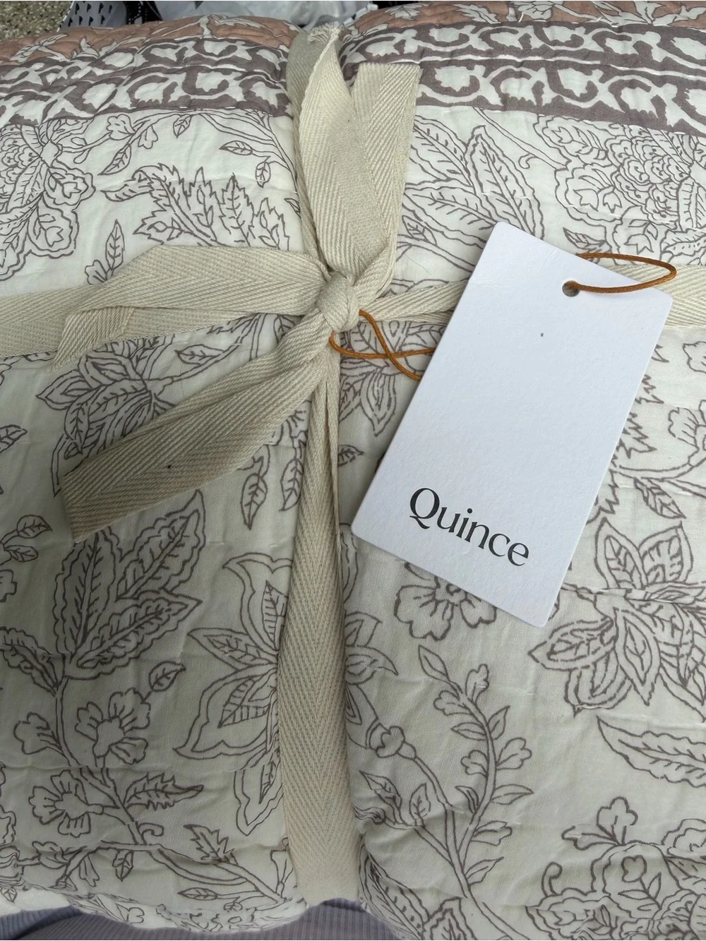 Quince 100% Organic Cotton Block Print Quilt in Rose Full/Queen 1318